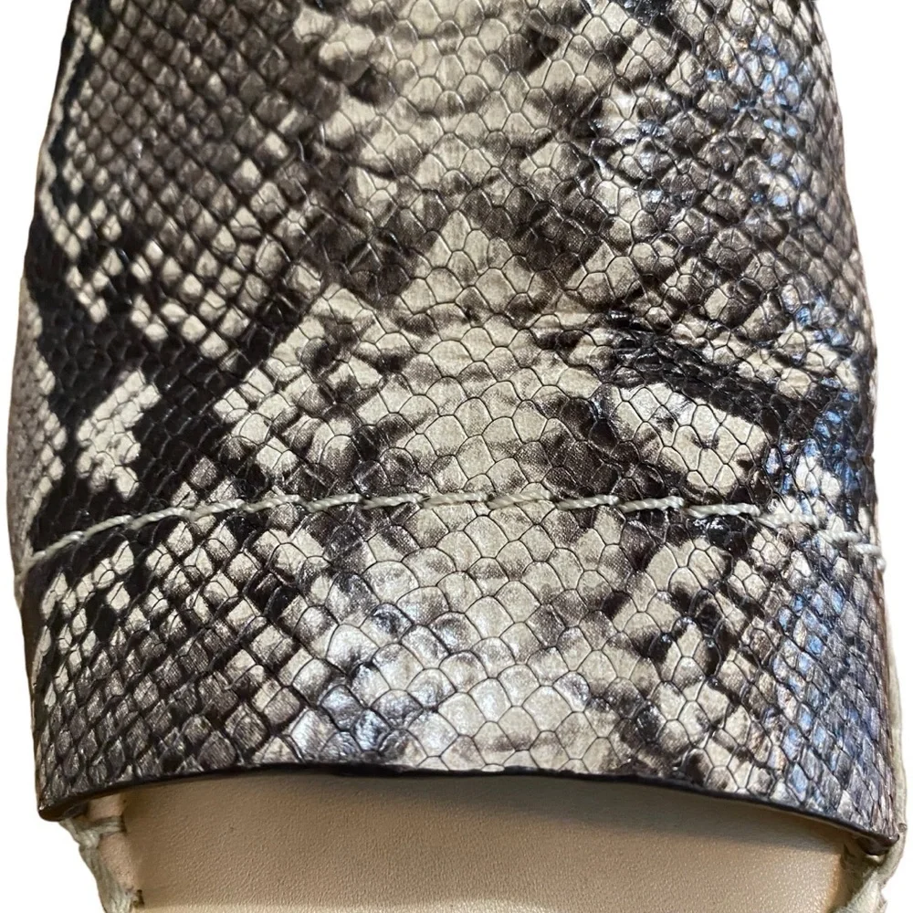 SPLENDID - SNAKESKIN SLIDES /‎ ESPADRILLES / MULE - DARK BROWN & TAN - S6